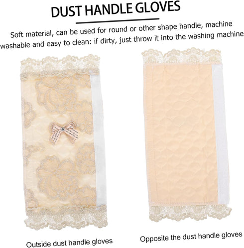 6pcs Refrigerator Handle Gloves, Lace Gloves Door Handle Covers for Appliances, Kitchen Appliance Cover, Beige Fabric