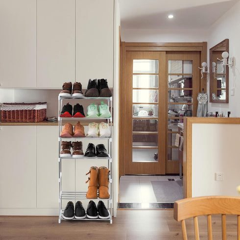 Xerhnan 3-Tier Closet(White) Stackable Small Shoe Rack, Lightweight Shoe Shelf Storage Organizer for Entryway, Hallway