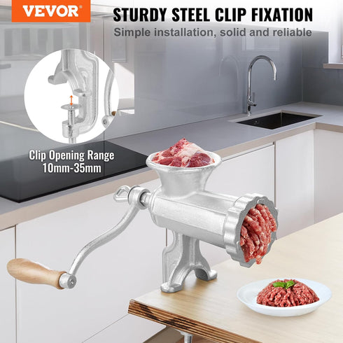 1 2 3 VEVOR Manual Meat Grinder, Heavy Duty Cast Iron Hand Meat Grinder with Steel Table Clamp, Meat Mincer Sausage