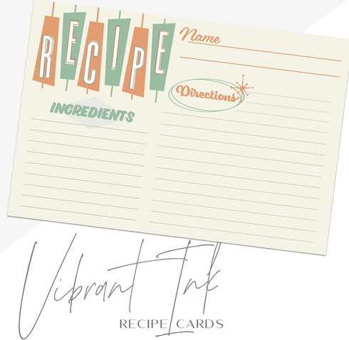 Retro Recipe Cards from Dashleigh: 48 Blank, Water-Resistant, Double-Sided Cards, 4x6 inches