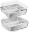 Herogo 8”x 8” Square Cake Pan Set, Stainless Steel with Lid for Brownies, Lasagna, and Cakes, 2 Pans + 2 Lids