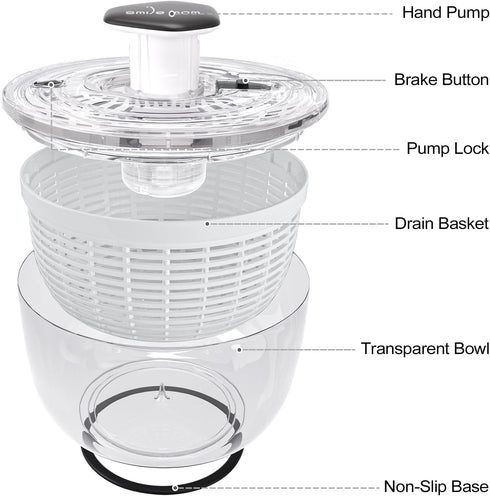 3.8 Smile mom Salad Spinner Small Lettuce Spinner Kitchen Gadgets Vegetable Washer, High Efficiency for Home Kitchen