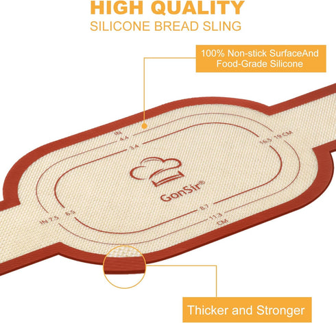 gonsir 2Pcs Set 2PCS Silicone Bread Sling, Oval Silicone Baking Sling with Longer Handles, Non-Stick & Easy Clean Dutch