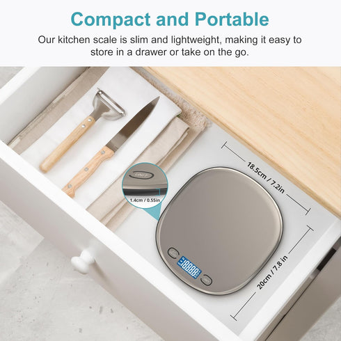 Ultrean Digital Kitchen Food Scale 33lb/15Kg for Cooking and Baking, 1g/0.1oz Precise Graduation, USB Rechargeable