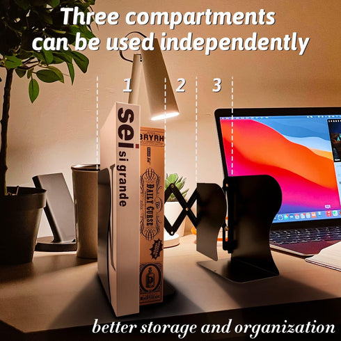 Adjustable Bookends Non Skid Decorative Bookends,Metal Bookend for Heavy Books,Bookshelf Organizer Holder for Books