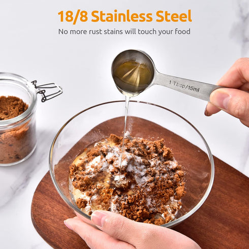 U-Taste Measuring Spoons Set of 5: 18/8 Stainless Steel for Dry and Liquid Ingredients
