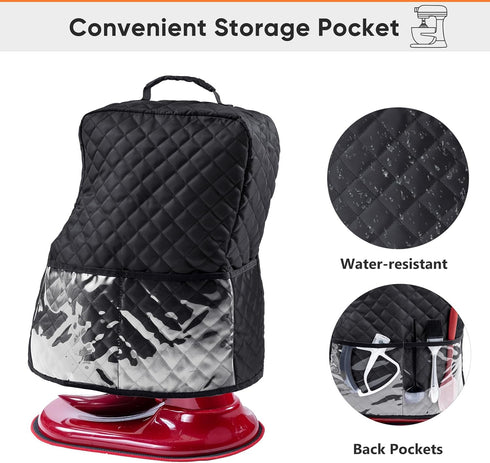 BAGSPRITE Stand Mixer Cover with Pockets for KitchenAid Mixer 6/7/8 Quart, Appliance Sliders for Accessories
