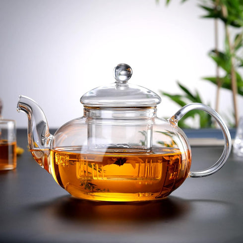 DOITOOL Glass Teapot with Infuser - Clear Tea Kettle for Stove Top, 250ML/8.5oz, Loose Tea Infuser for Home Office