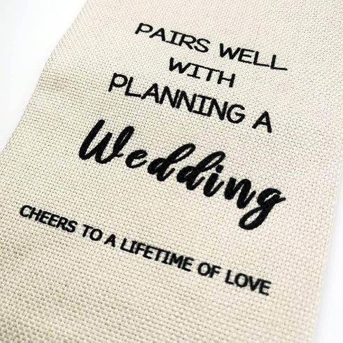 LANBAIHE Wedding Wine Bag, Linen Reusable Gift Bag for Bride and Groom Wine Gift