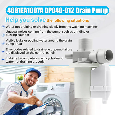 4681EA1007A DP040-012 Washer Drain Pump Assembly Compatible with LG WT1501CW WT1201CV WT1201CW
