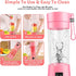 Portable Blender, Personal Size for Shakes and Smoothies, USB Rechargeable Mini Travel Fruit Juicer Cup Mixer, 13oz