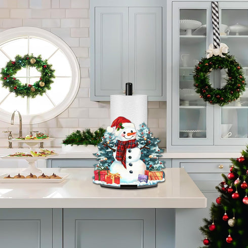 Countertop Snowman Paper Towel Holder, Christmas Paper Holder, Winter Holiday Decoration for Kitchen Bathroom Home