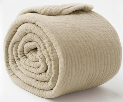 KyraHome 100% 90"x90", Summer Organic Cotton Throw Blankets, Queen Pre-Washed Plant Dyed, Breathable Lightweight Soft