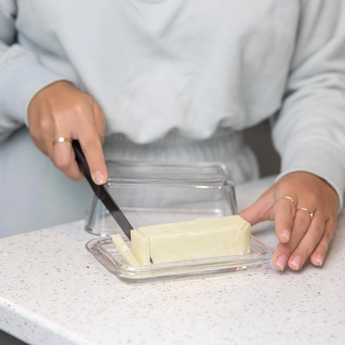 Counter Fox Run Glass Butter Dish With Cover, Clear Butter Dish For The or Refrigerator