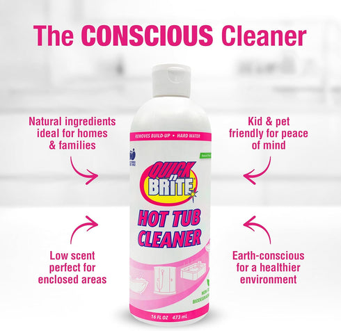 16 oz. (Packaging Quick N Brite Heavy Duty Hot Tub Cleaner Kit - Non-abrasive Cleaning Gel with Sponge and Cloth, May