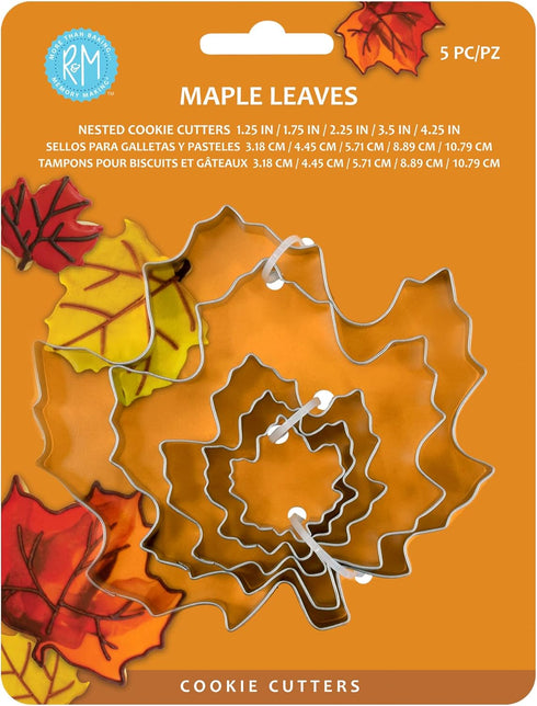 R&M Thanksgiving and Fall Leaves Gift Set - 5-Piece Assorted Size Maple Leaf Cookie Cutters