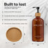 Brighter Barns Amber Glass Hand Soap Dispenser Set - Modern Bathroom Decor with Bamboo Tray for Kitchen Sink & Bathroom
