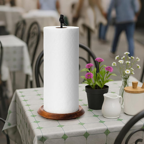 Countertop, Wood Paper Towel Holder Easy Tear Farmhouse Kitchen Towel Holder for Dining Table, Cute Bird Shaped