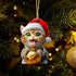 OFDNE Decoration,10Pcs Christmas Tree Christmas Tree Acrylic Pendant, Cute Cat with Light Xmas Tree Accessories