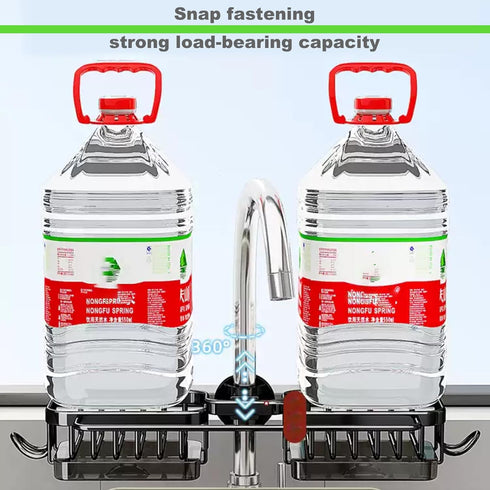 Sink Organizer Rack for Kitchen and Bathroom,Stainless Steel Detachable Hanging Faucet Drain Rack with Drip Tray Faucet