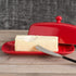 4.5 8 Now Designs Stoneware Rectangle Butter Dish with Lid, Red x