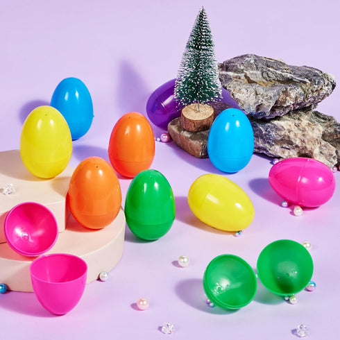 3.15" 264PCS JOYIN Easter Eggs, Fillable Plastic Eggs Empty Colorful Bright Eggshells with Hinge for Easter Hunt