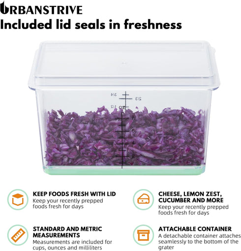 Urbanstrive 4 Cheese Grater With Container, Professional Cheese Grater with Handle, Stainless Steel Graters for Kitchen