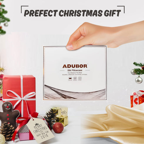 Adubor Silk Pillowcase, Mulberry Silk, 23 Momme, 900 Thread Count, Hidden Zipper, Standard 20''×26'', Gold