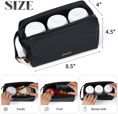 Packs TravelBlack Freezable Lunch Bag,Small Lunch Bag,Insulated Snack Bag,Built-in Ice to Keep Food Fresh,Small