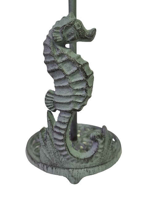 De Leon Collections Seafoam Green Cast Iron Sea Horse Paper Towel Holder