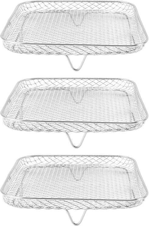Air Fryer Rack, Three Stackable Dehydrator Racks for Instant Vortex, Nuwave, Stainless Steel Accessories for Ovens,