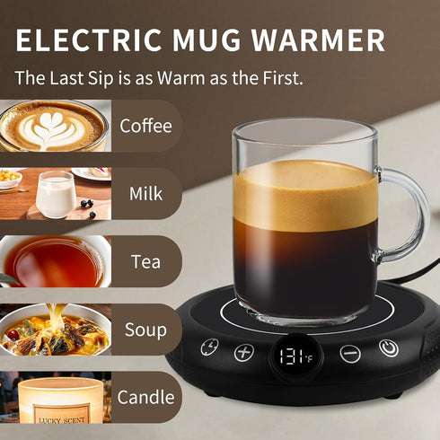 8-Temp Setting 1-12H Coffee Mug Warmer, Electric Cup Warmer for Desk, Candle Warmer Plate with Temperature Display