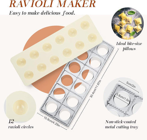 5 Set 2 Inch 1 3 1 (12 Geetery Pcs Ravioli Mold Squares Ravioli Maker Cutter Include Raviolis Maker Press Pasta Cutter
