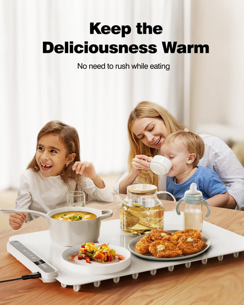 3 Setting Food Warming Mat, iTRUSOU Electric Warming Tray Full Surface Heating to Keep Food Warm or Thawing, Versatile