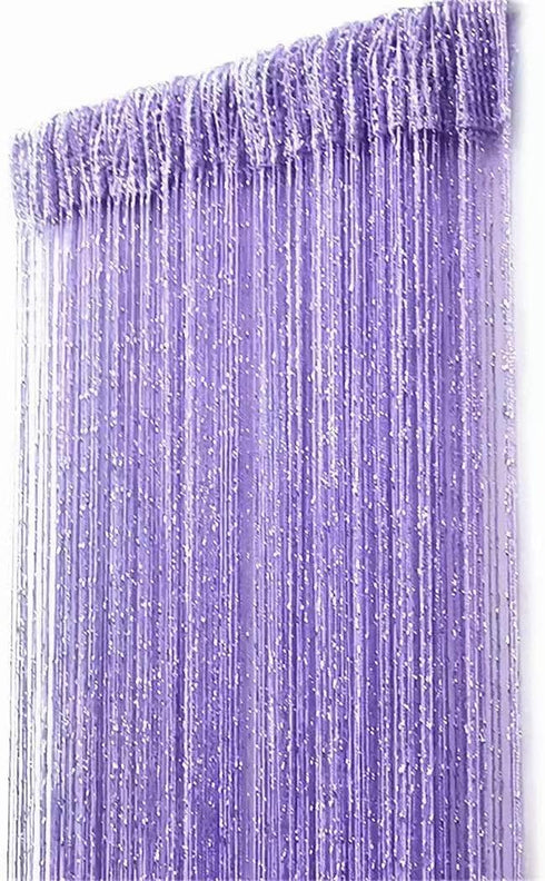 ave split Decorative Door String Curtain Wall Panel, Light Purple Tassel Screen Room Divider, 100x200 centimeters