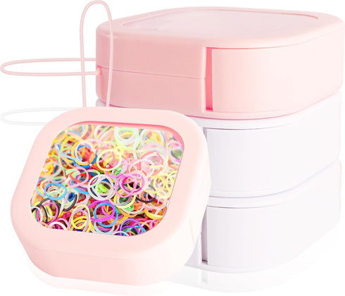 Hair Tie Organizer, 4 Pcs Small Portable Storage Holder, Qtip Dispenser for Hair Tie Accessories, Travel Organizer