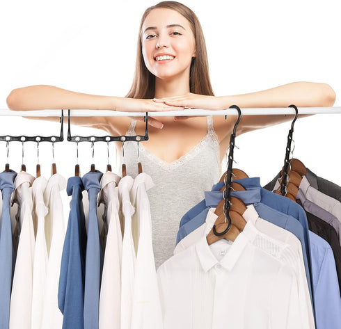 HOUSE DAY 20 Pack Space Saving Hanger, Sturdy Black Magic Hangers for Closet Organizers and Heavy Clothes
