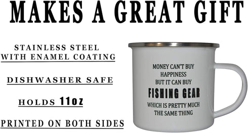 Rogue River Tactical Funny Fishing Camp Mug, Enamel Camping Coffee Cup Gift for Fisherman