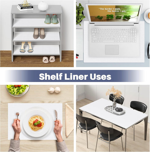 Drawer Liner, Waterproof & Oil-Proof Shelf Liners for Kitchen Cabinet, Non-Slip PVC Material for Countertop White 11.8