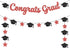 KatchOn Glitter Congrats Grad Banner, Red and Black - 10 Feet Graduation Banner, Grad Cap Garland for Class of 2025