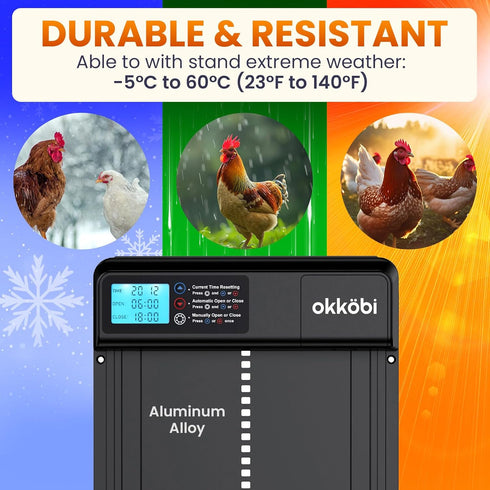 (3X Anti-Pinch 11" 9.4" Automatic Chicken Coop Door Coop Door Lite Battery Powered AA Included) Timer & Manual Modes