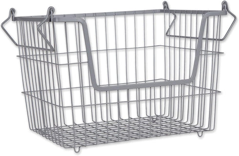 DII Metal Wire Mesh Stackable Utility Storage Bin, Medium Rectangle, 13x11x9, Cool Gray