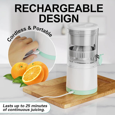 Electric Juicer Rechargeable, Portable Citrus Juicer Machine with USB and Cleaning Brush for Orange, Lemon, Citrus,