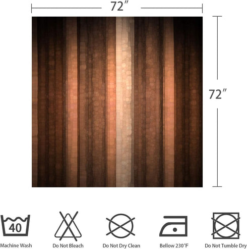 Gibelle Brown Striped Shower Curtain - Orange Copper and Pale Peach Abstract Vintage Ombre Design, 72x72