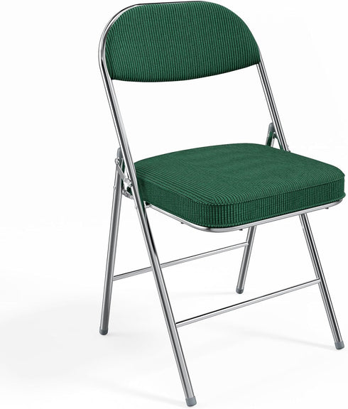 VINGLI Folding Chairs with Padded Seat & Backrest, Metal Frame, Durable Corduroy