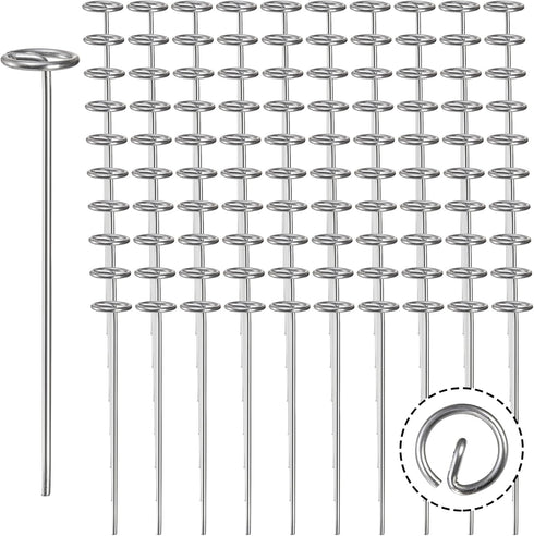 Yesland 100 Pack 6-Inch Circle Top Pins, 11 Gauge Anti-Rust Galvanized Steel Landscape Staples for Garden