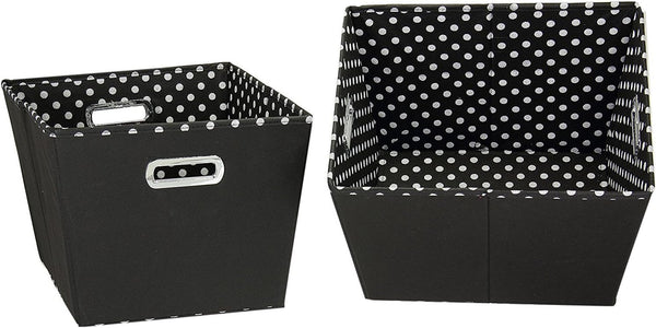 Household Essentials 19KDBLK-1 Medium Tapered Decorative Storage Bins | 2 Pack Set