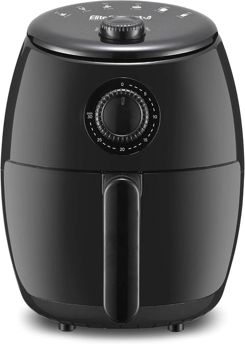 Elite Gourmet EAF0201X Personal Compact Electric Hot Air Fryer, Oil-Less Healthy Cooker, 1000W, 2.1 Quart, Black