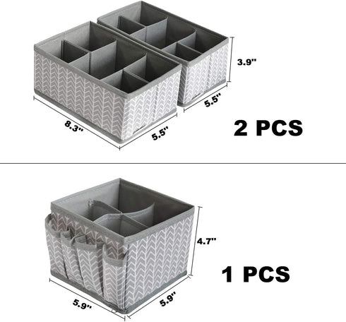 VERONLY Adjustable Cosmetic Storage Bins, Makeup Organizer and Drawer Divider Set of 3 for Bathroom (Grey)