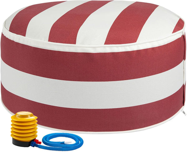 FUNHOME Inflatable Outdoor Ottoman with Air Pump,20"x9" Portable Patio Pouf,Water Resistant,Fade-Resistant,Round Blow